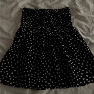 Loft Navy Polka-Dot Smocked Blouse